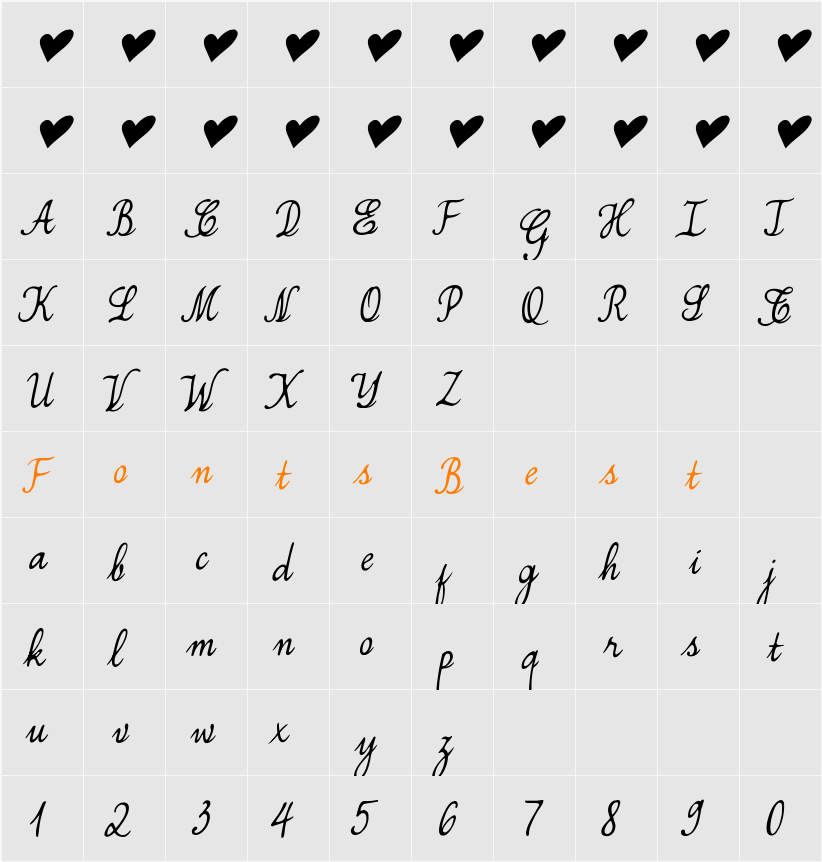 Simplesnails ver 4.0  Character Map