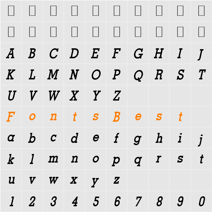 Geo-Condensed Character Map