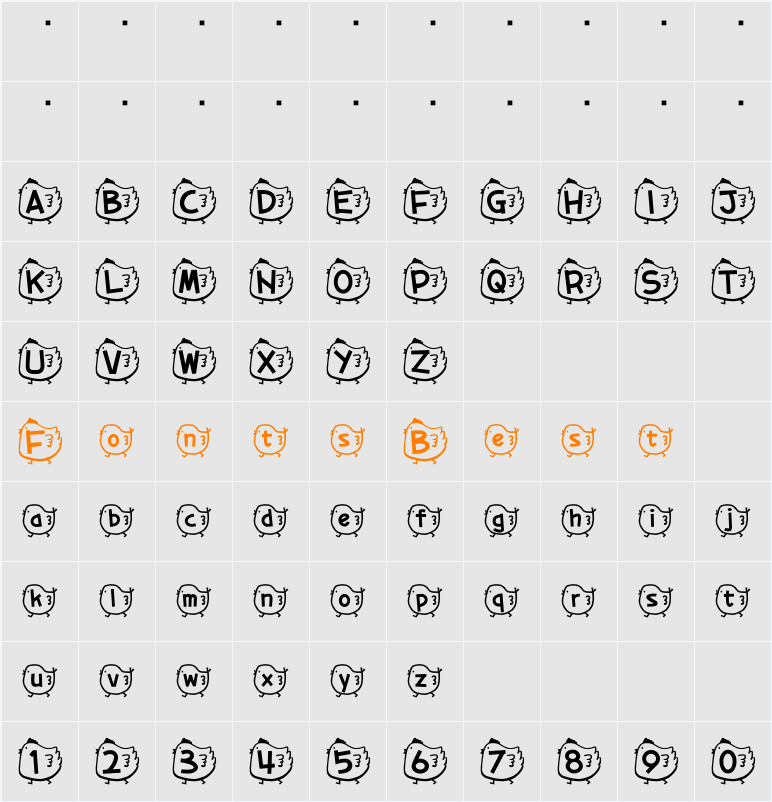 piyo piyo Character Map