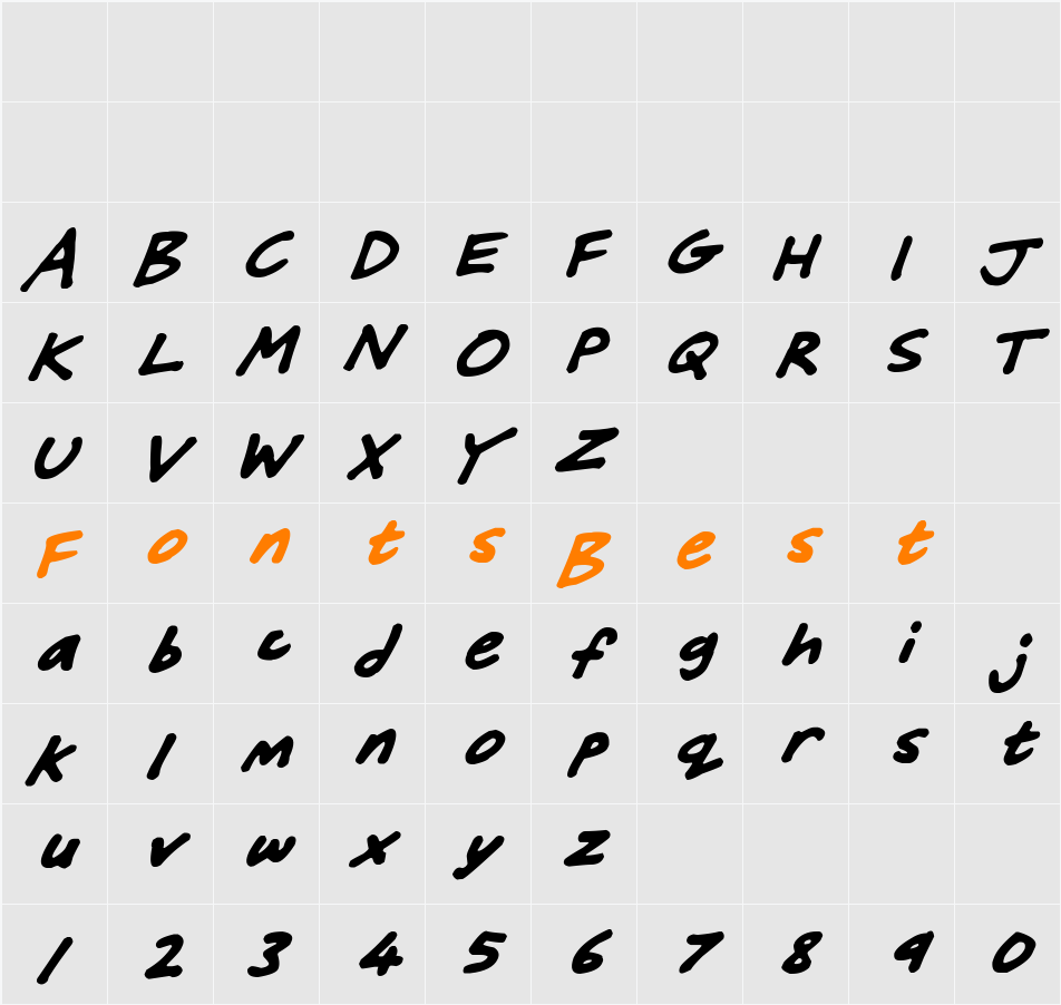 Friendly Felt Tips Character Map