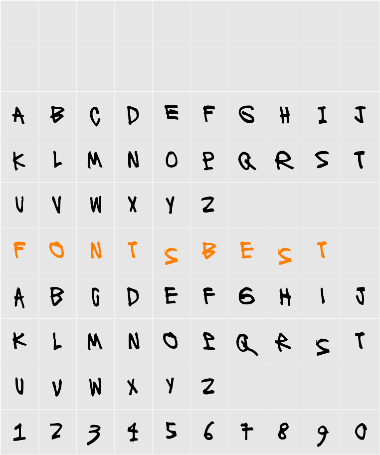 Ronttifontti Character Map