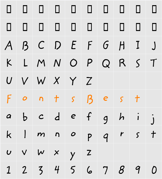 ZemkeHandITC TT Character Map