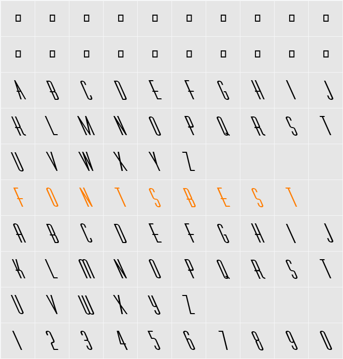 FZ BASIC 40 LEFTY Character Map