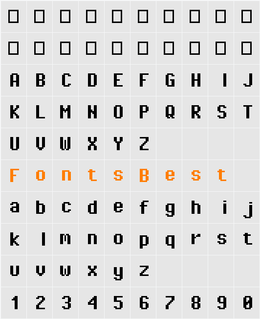 Pixel Operator Mono Character Map