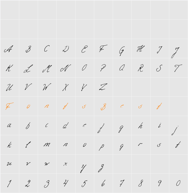 Pia Script Character Map