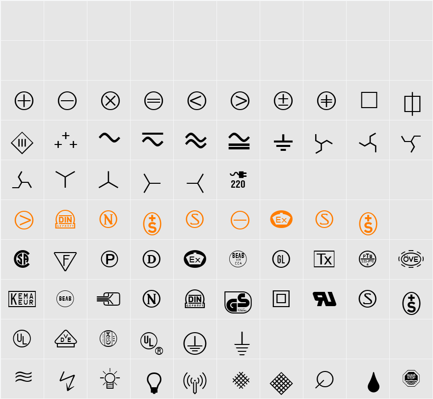 Linotype Technical PiTwo Character Map