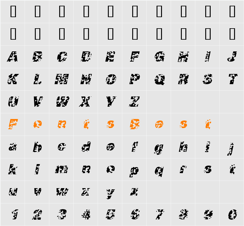 SwissCheese Character Map