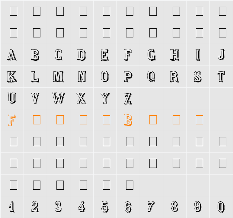 Saloon Display Caps SSi Character Map