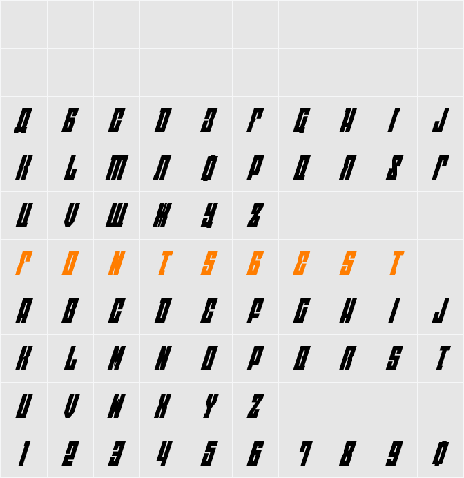 EAST-west Super-Italic Character Map