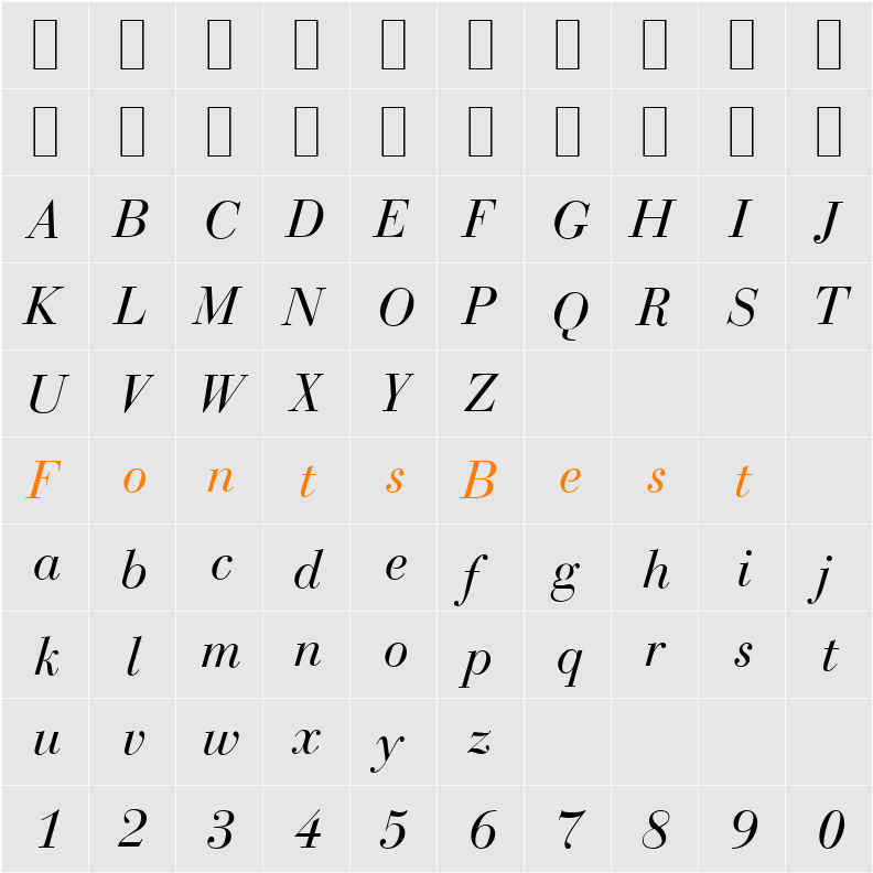 BodoniRecut Character Map