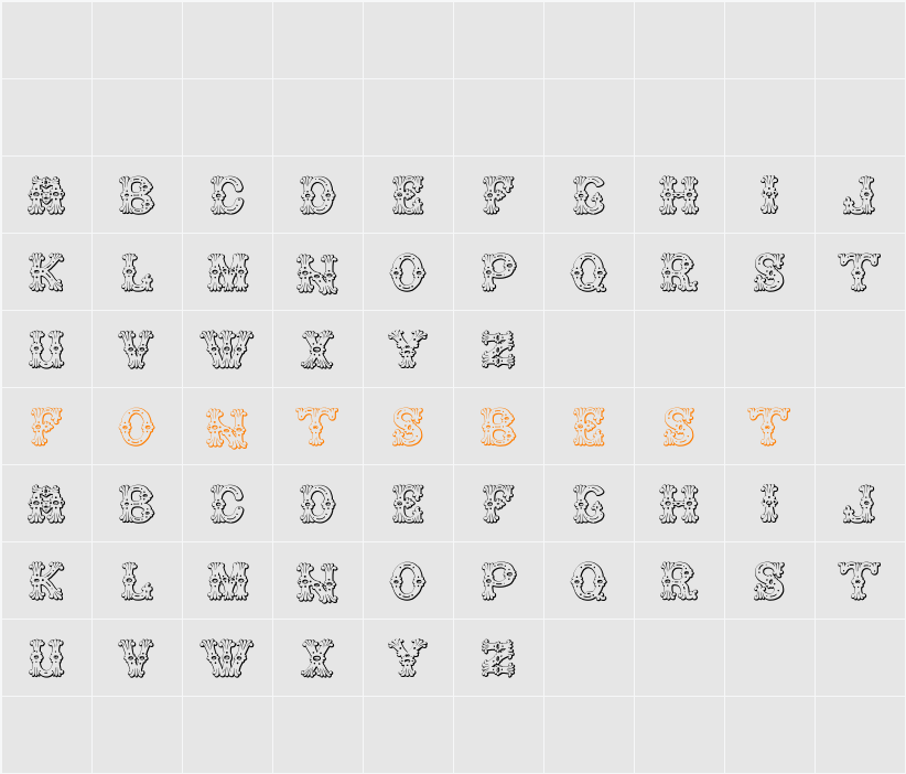 Grolier Beveled Character Map