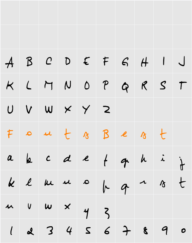 JIMMY-HAND Character Map