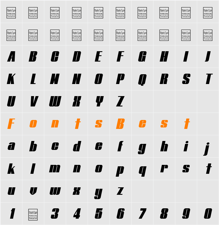 Typoline Character Map