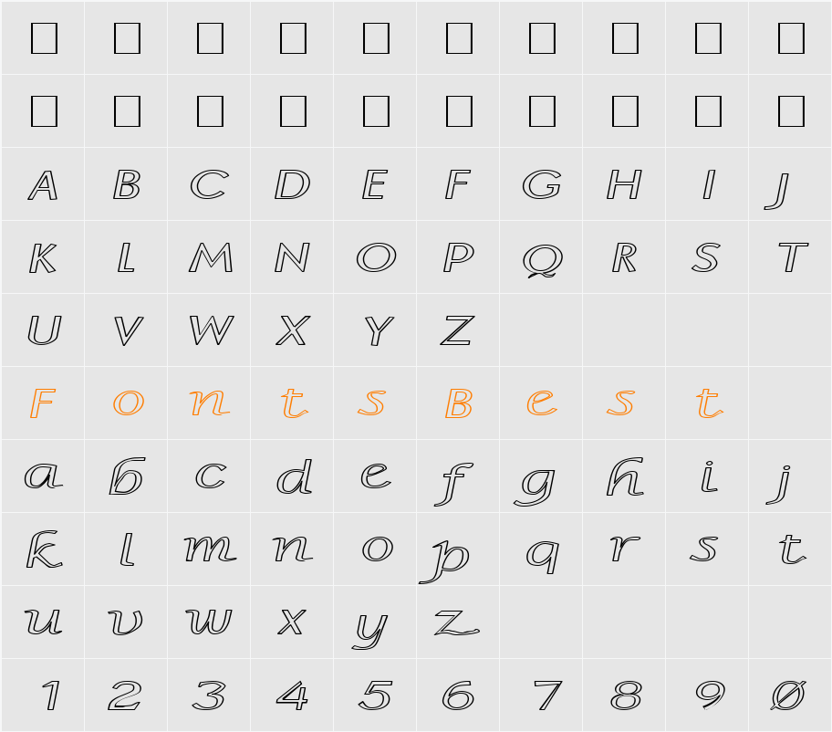 FZ BASIC 15 HOLLOW EX Character Map