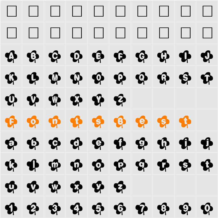 Lucky Font Character Map