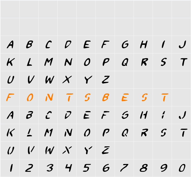 2Toon Italic Character Map