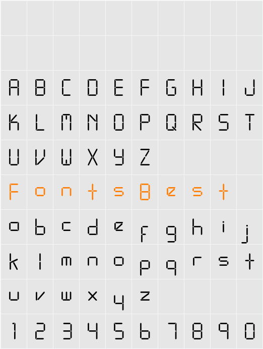 Digitalface Character Map