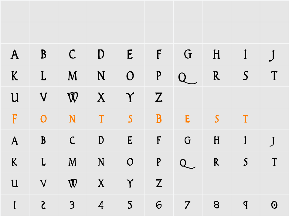 Woodgod Bold Condensed Character Map