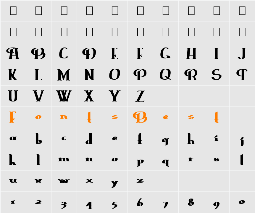 ErasmusInline Character Map