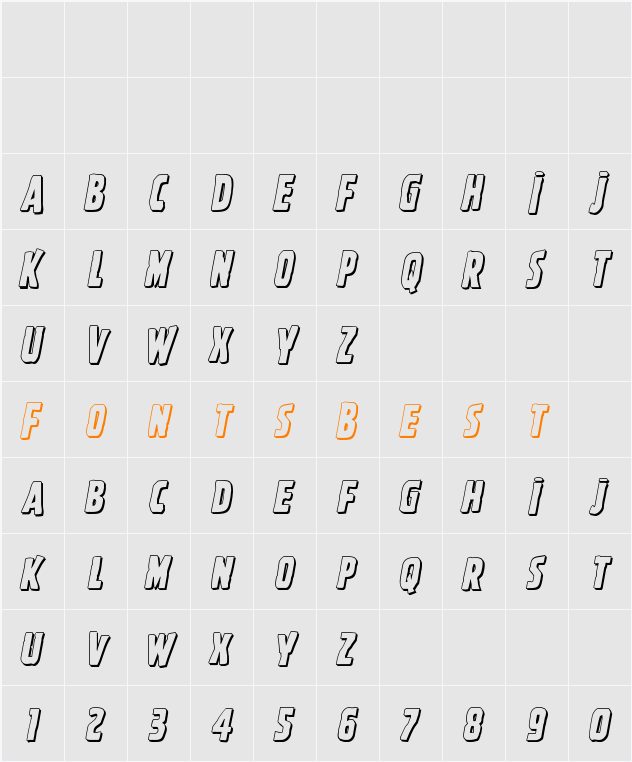 Ghoulish Intent Shadow Italic Character Map