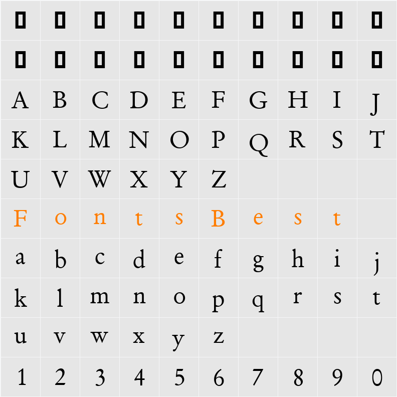 Garamond Character Map