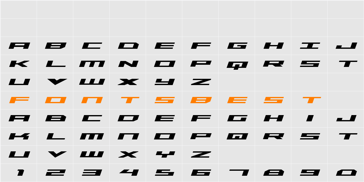 Trireme Expanded Bold Italic Character Map