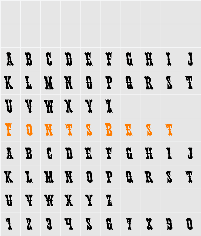 Texas Ranger Leftalic Character Map