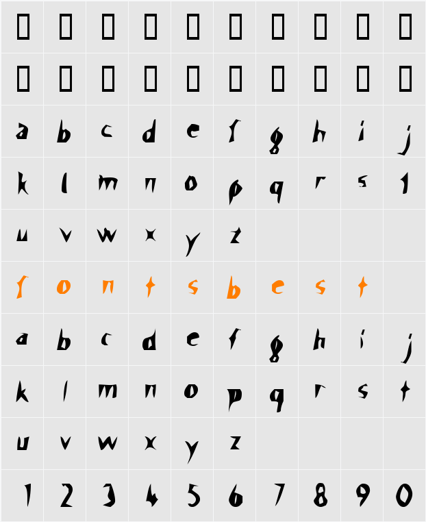Scissor Cuts Character Map