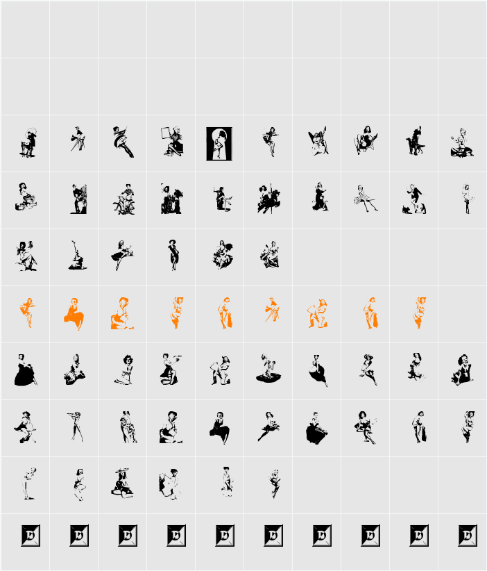 Elvgren Pin-ups Character Map