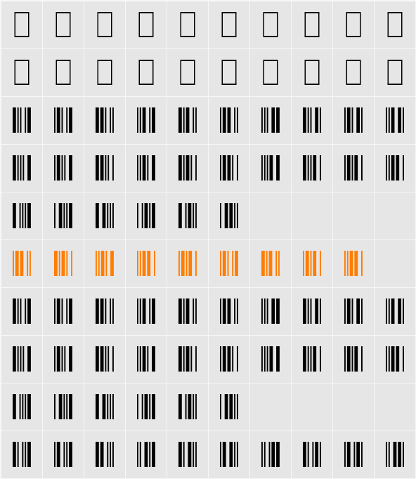 3 of 9 Barcode Character Map