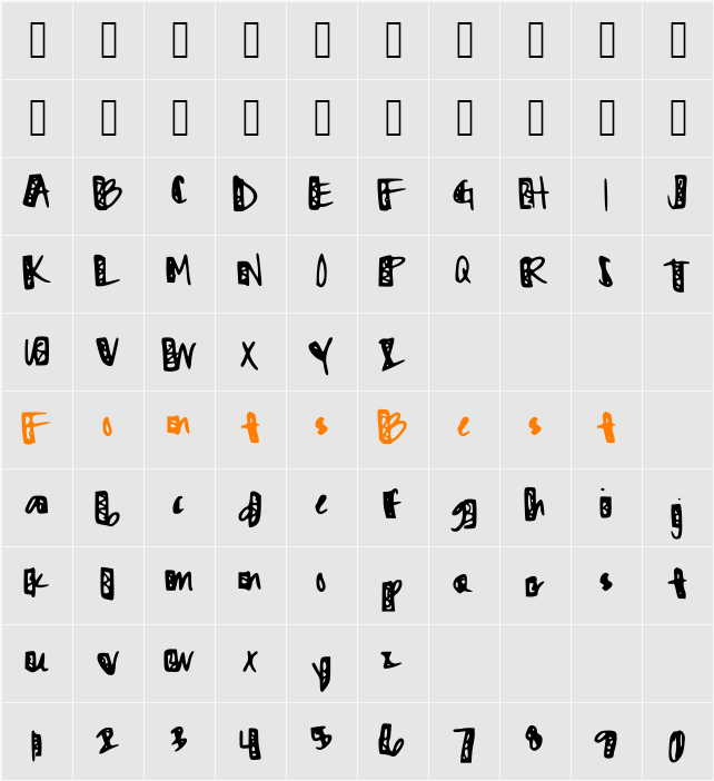 ZigZaggedZig Character Map