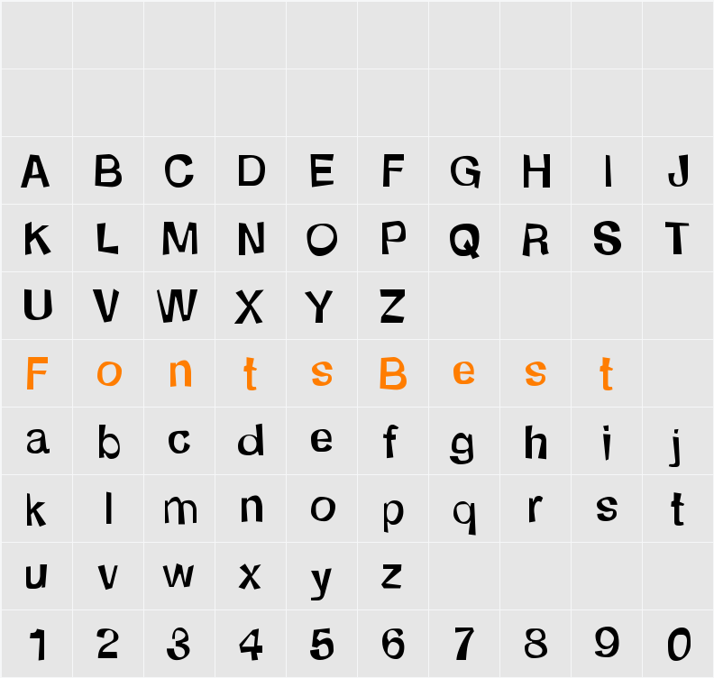 Schmelvetica Character Map