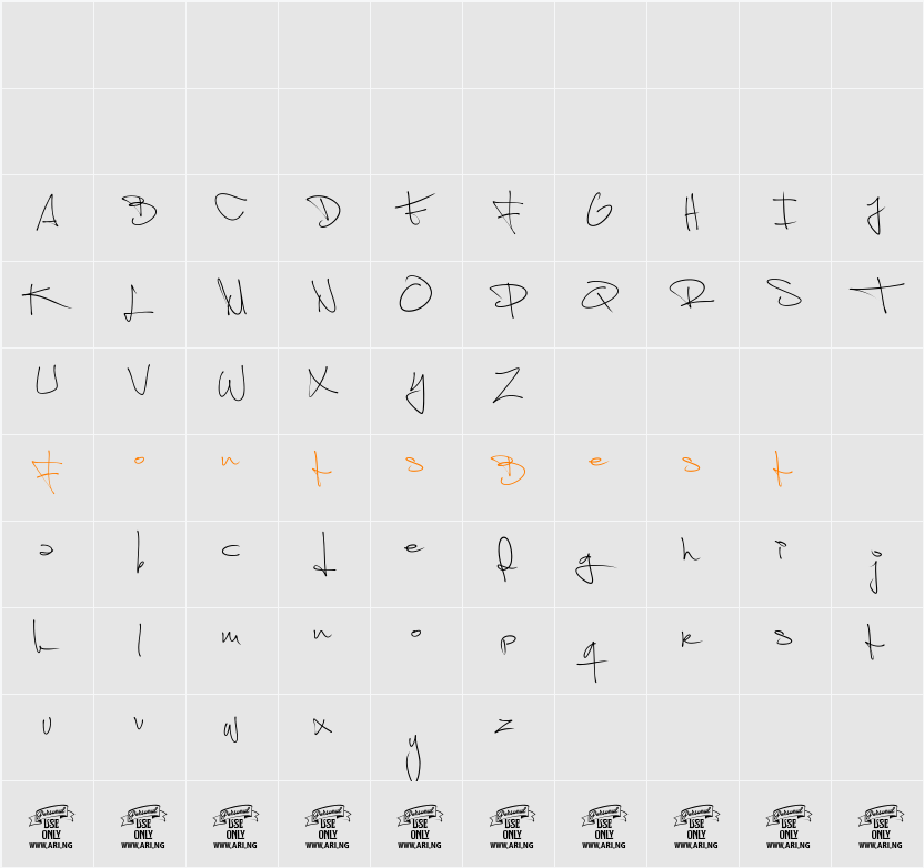 Shimes Two PERSONAL USE Character Map