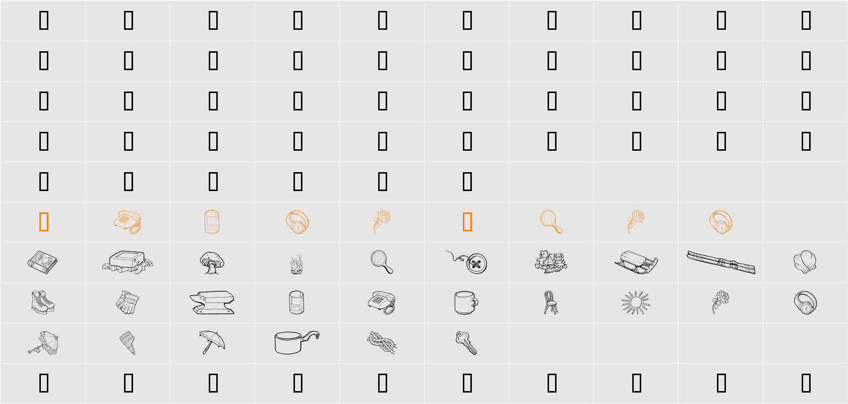 GE Grab Bag II Character Map