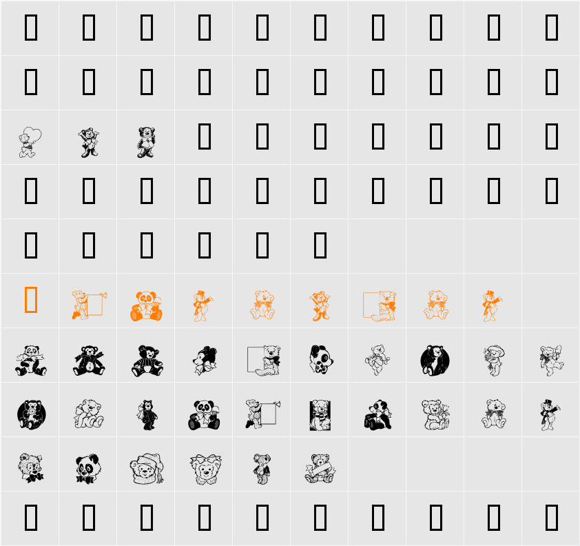 Teddies Character Map