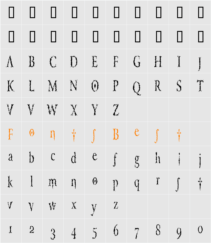 PorcupineRomanCondensed Character Map