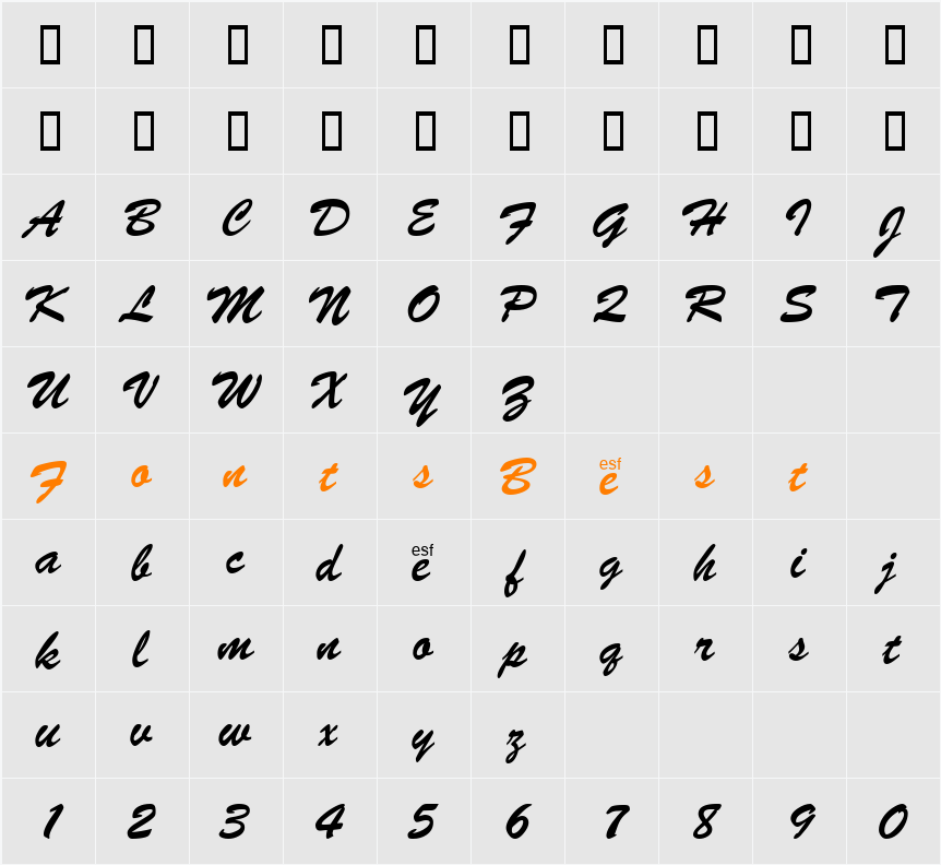 Flushing Sample Character Map
