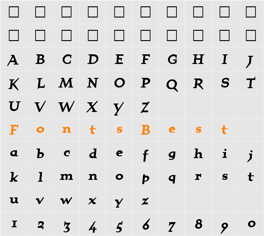 QuartetBoldOldstyle Character Map