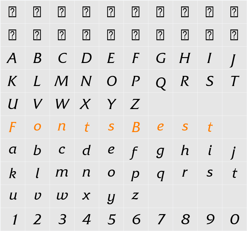 Friz Quadrata Com Italic Character Map