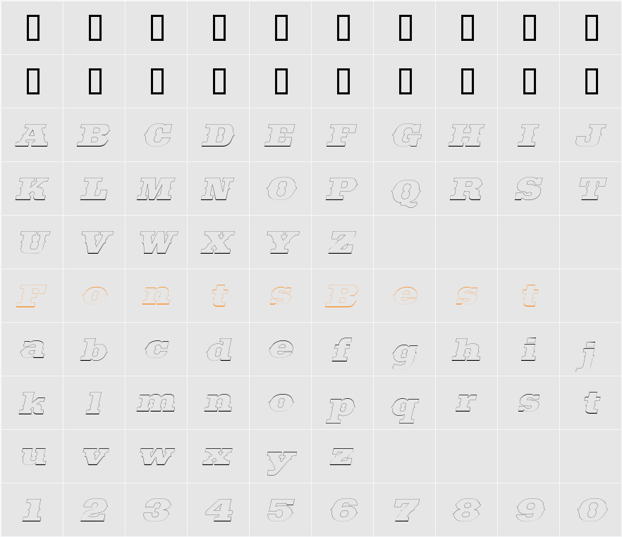 SaddlebagOutline Character Map