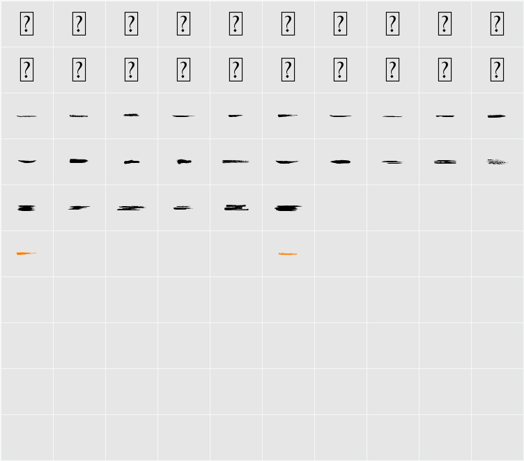 Grunge Strokes 01 Character Map