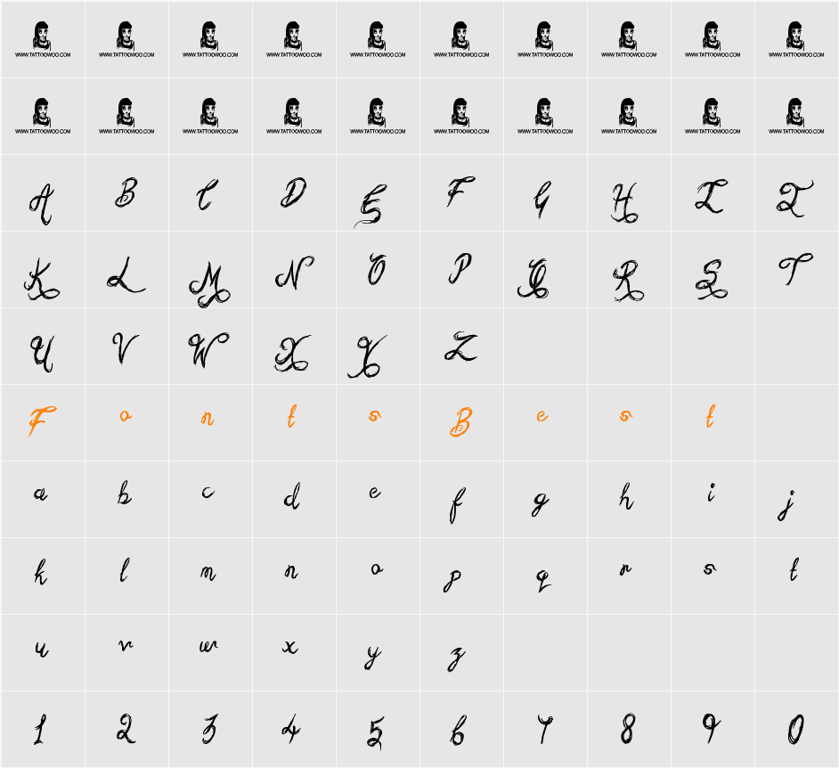 Sketchy Script Character Map