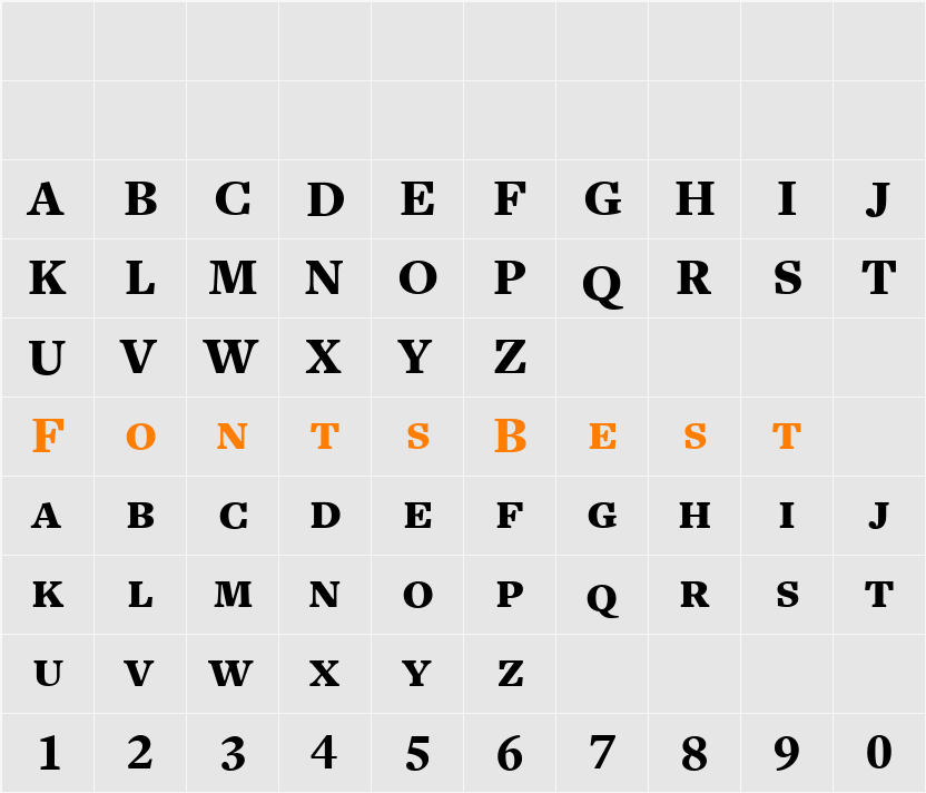 FreightText BlackSC Character Map