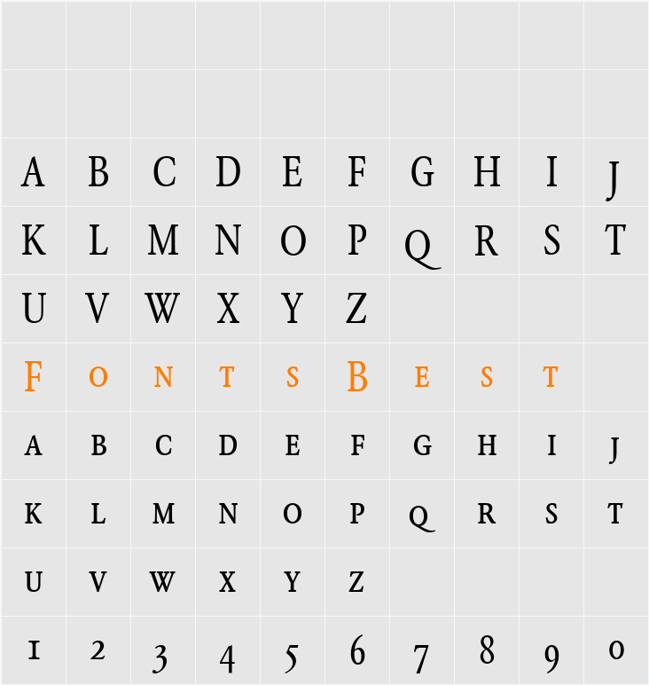 Garamond BE Character Map