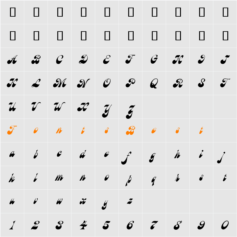 Brandy MF Character Map