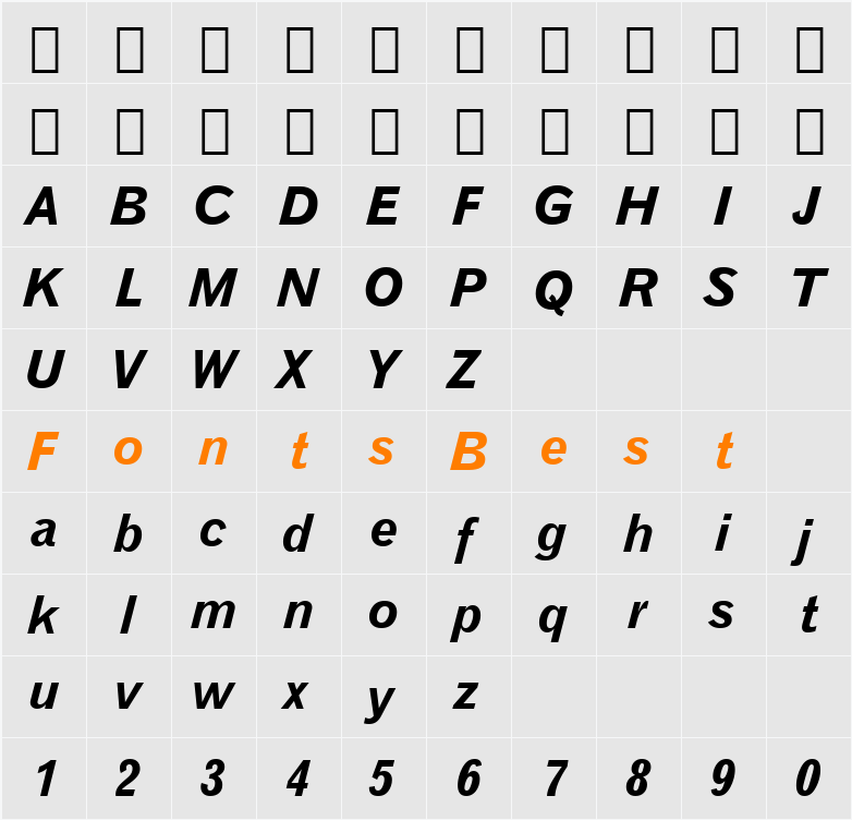 Gothic720 BT Character Map