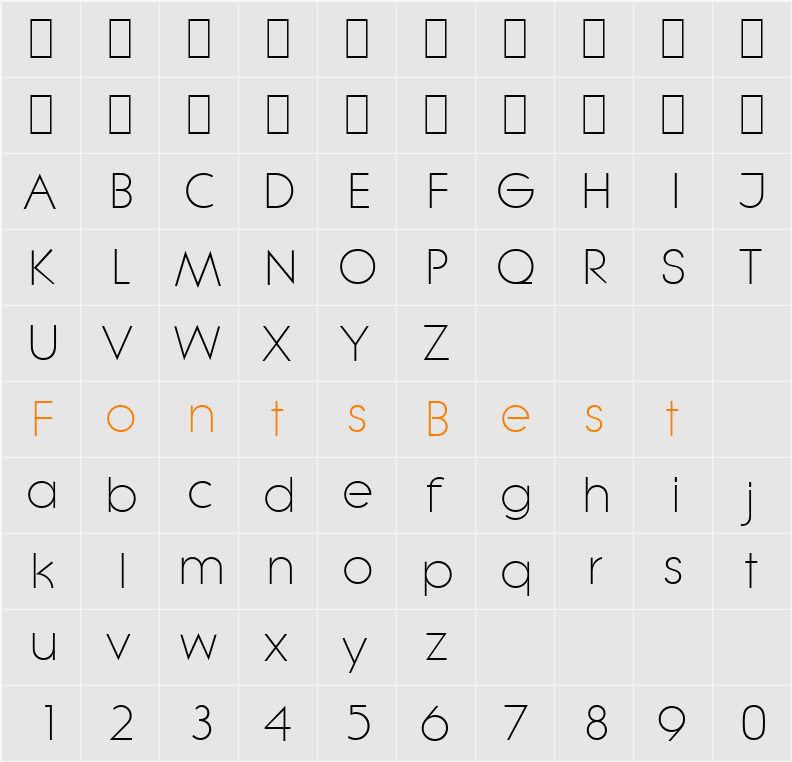 Litera-Serial-Light Character Map