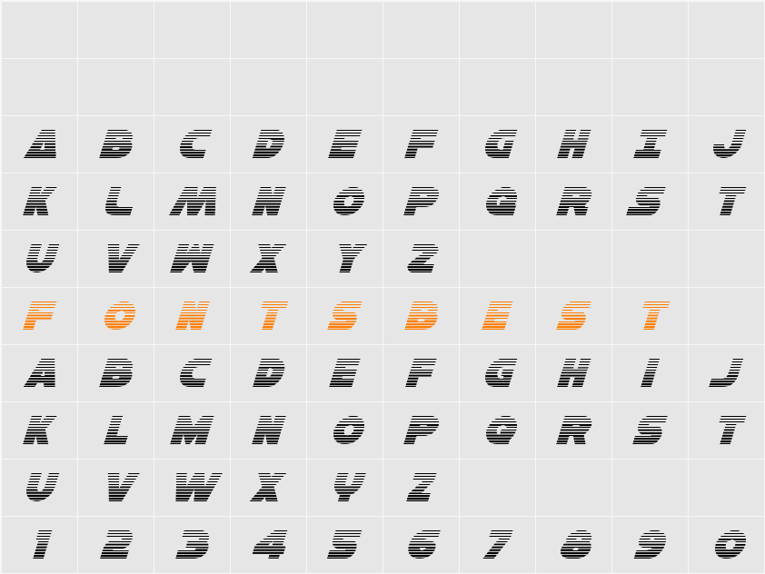 Han Solo Gradient Italic Character Map
