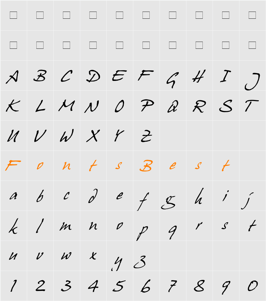 HansHand Character Map