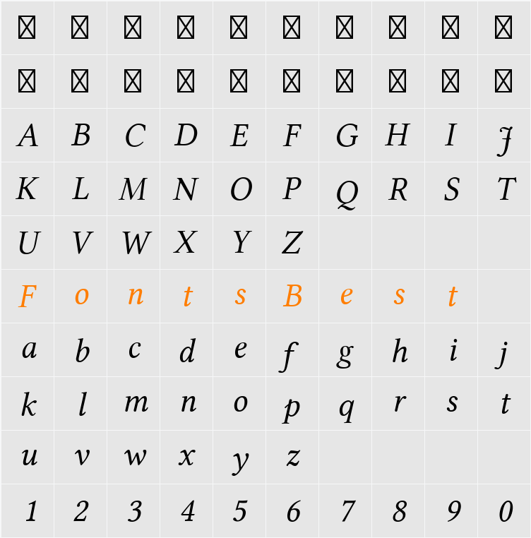 Linux Libertine Character Map